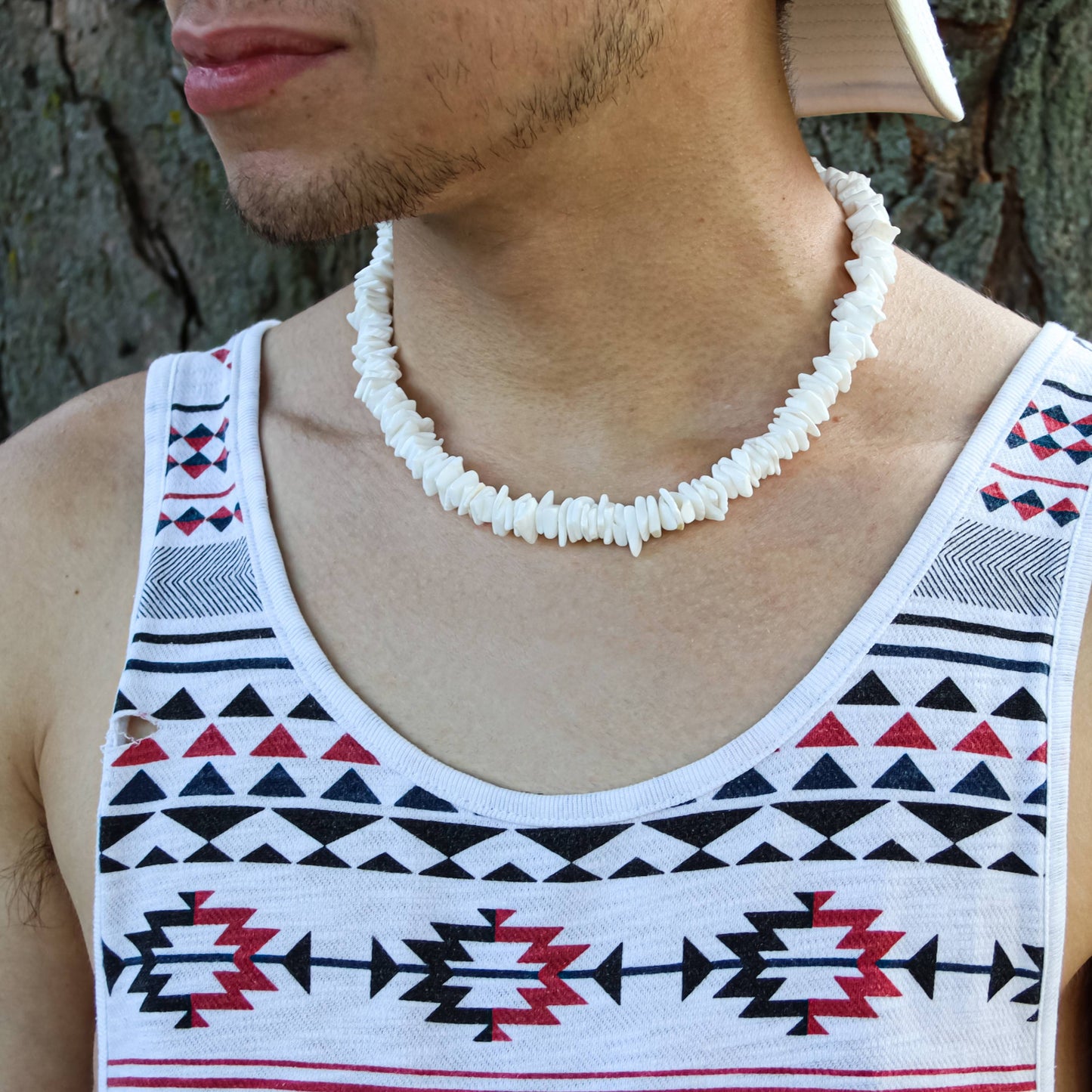 White Puka Shell Hawaiian Style Clam Chip Surfer Necklace for Men/ Women