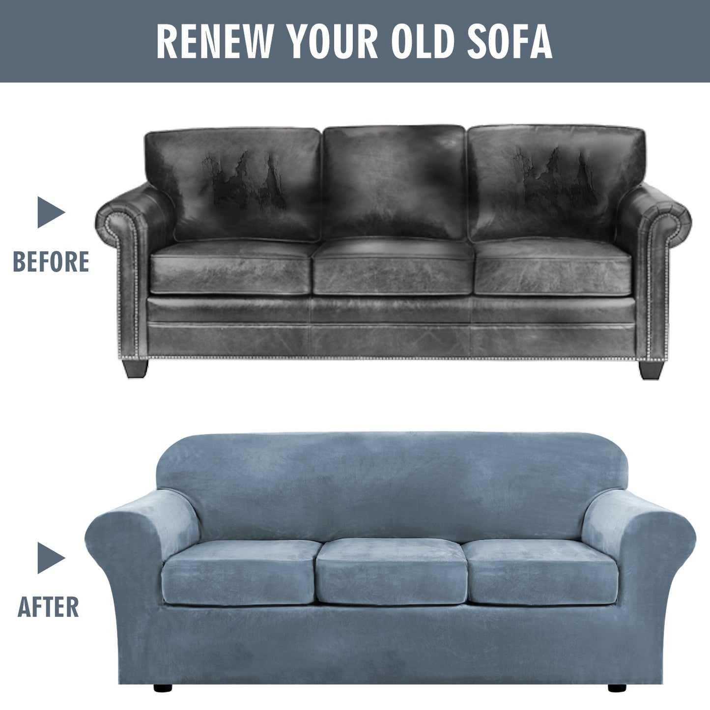 Sofa Covers for 3 Seaters (Base Cover Plus 3 Individual Cushion Covers)