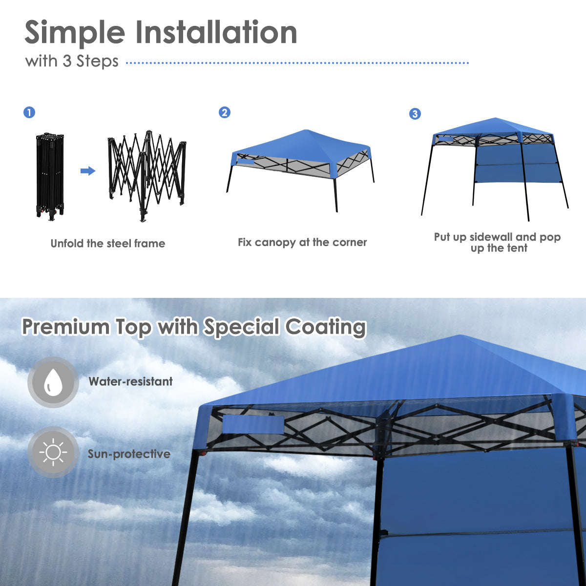 7' x 7' Gray Pop-up Outdoor Canopies