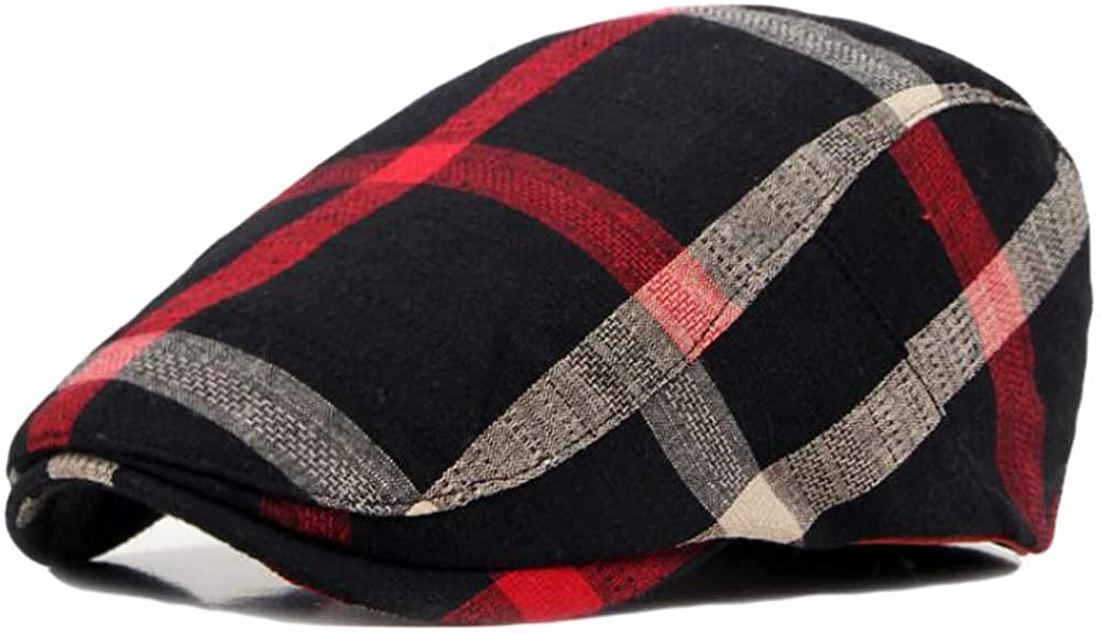 2 Pack Men's Cotton Flat Cap Ivy Gatsby Newsboy Hat (M)