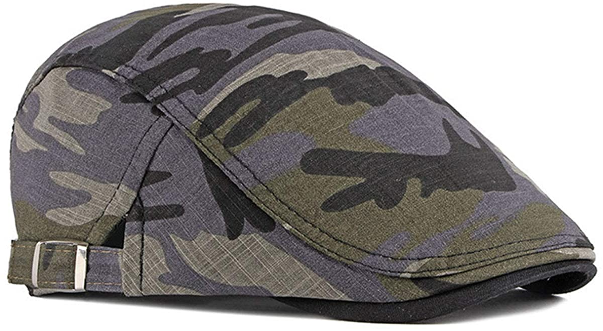 2 Pack Men's Cotton Flat Cap Ivy Gatsby Newsboy Hat (M)