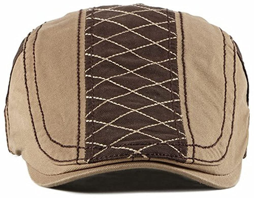 2 Pack Men's Cotton Flat Cap Ivy Gatsby Newsboy Hat (M)