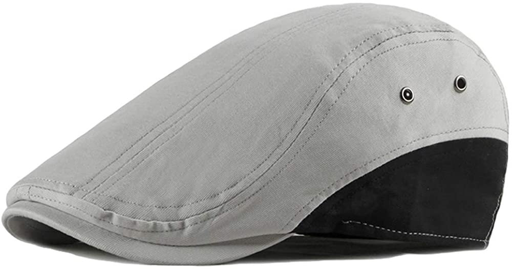 2 Pack Men's Cotton Flat Cap Ivy Gatsby Newsboy Hat (M)