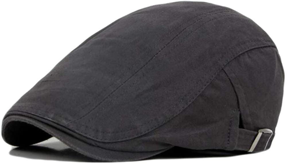 2 Pack Men's Cotton Flat Cap Ivy Gatsby Newsboy Hat (M)