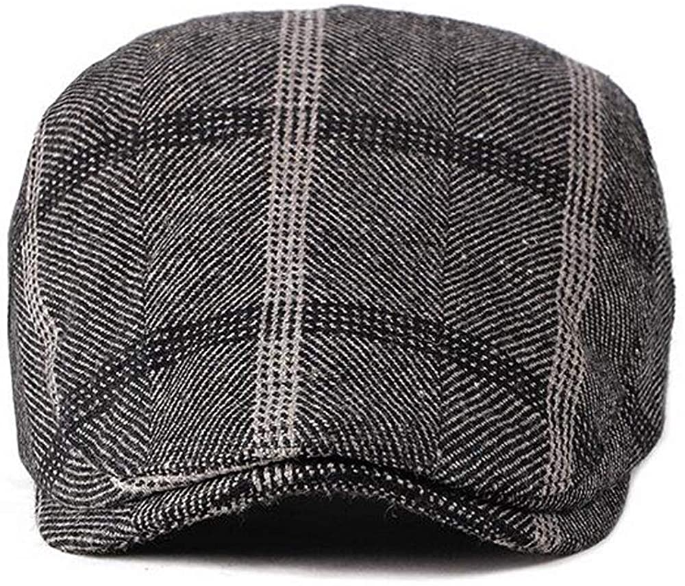 2 Pack Men's Cotton Flat Cap Ivy Gatsby Newsboy Hat (M)