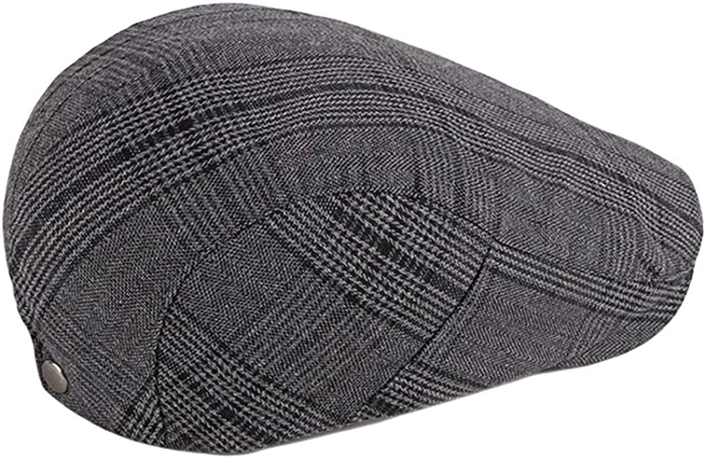 2 Pack Men's Cotton Flat Cap Ivy Gatsby Newsboy Hat (M)