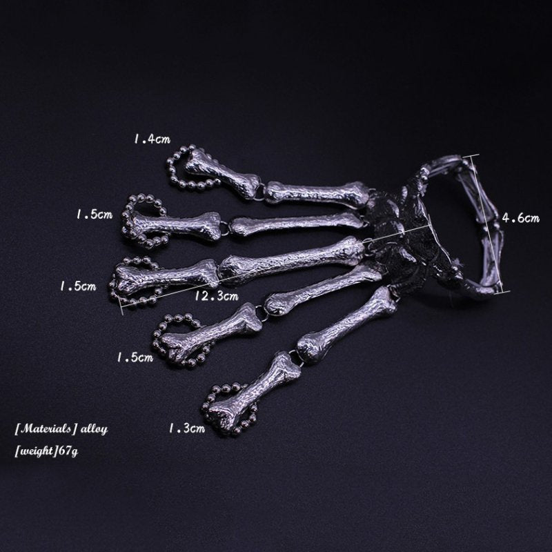 Women Metal Hand Chain Skeleton Skull Bracelet
