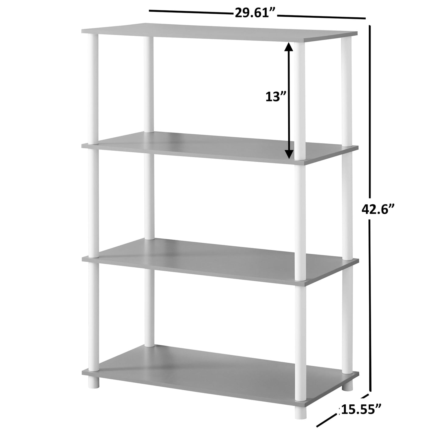 No Tools 4-Shelf Storage Bookshelf