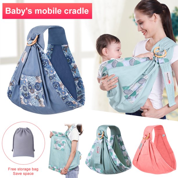 4 in 1 Baby Wrap Ergo Carrier Sling, Infant Breathable Cuddle Up Carrier Wrap, Blue