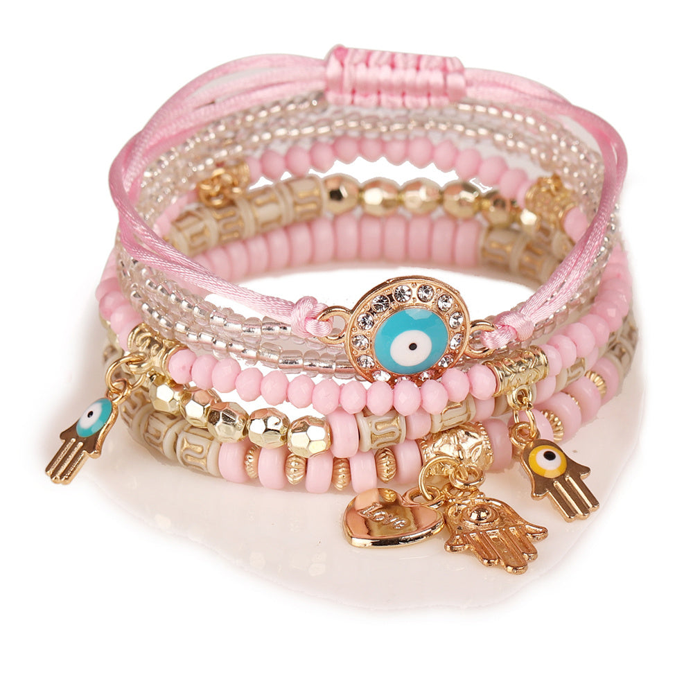 Multilayer Evil Eye Bohemian Stretch Beads Bracelets for Women