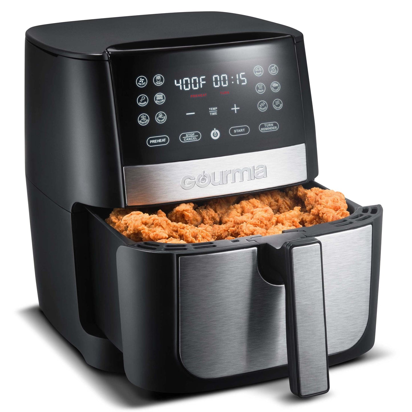 8 QT Digital Air Fryer w/ FryForce 360, Black/Stainless Steel