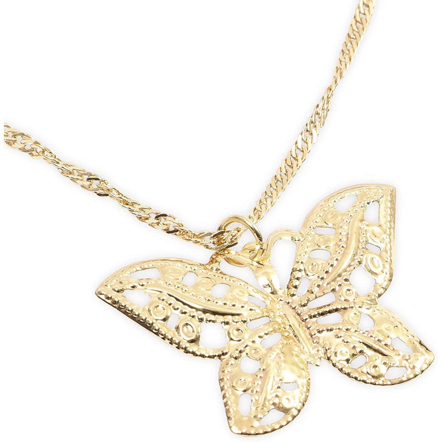 Gold Butterfly Pendant Necklace & Bracelet for Women