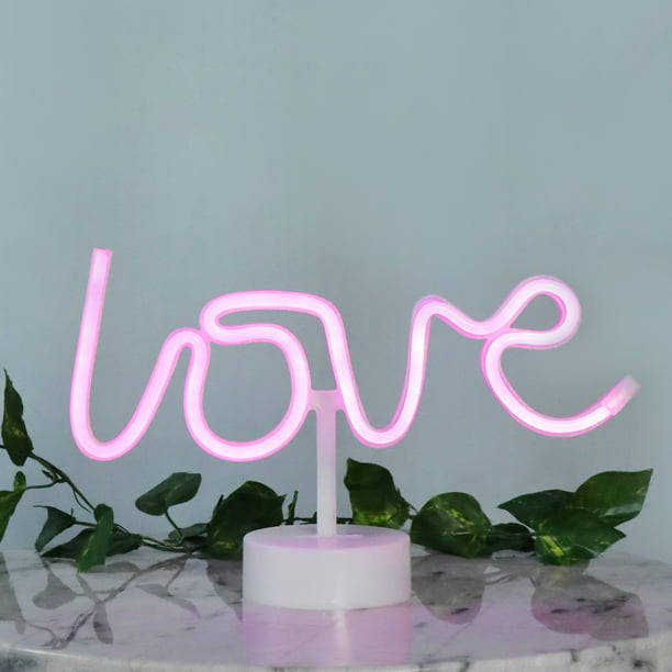 Battery Operated Pink LED Neon-Style Love Light, with Built-in Timer