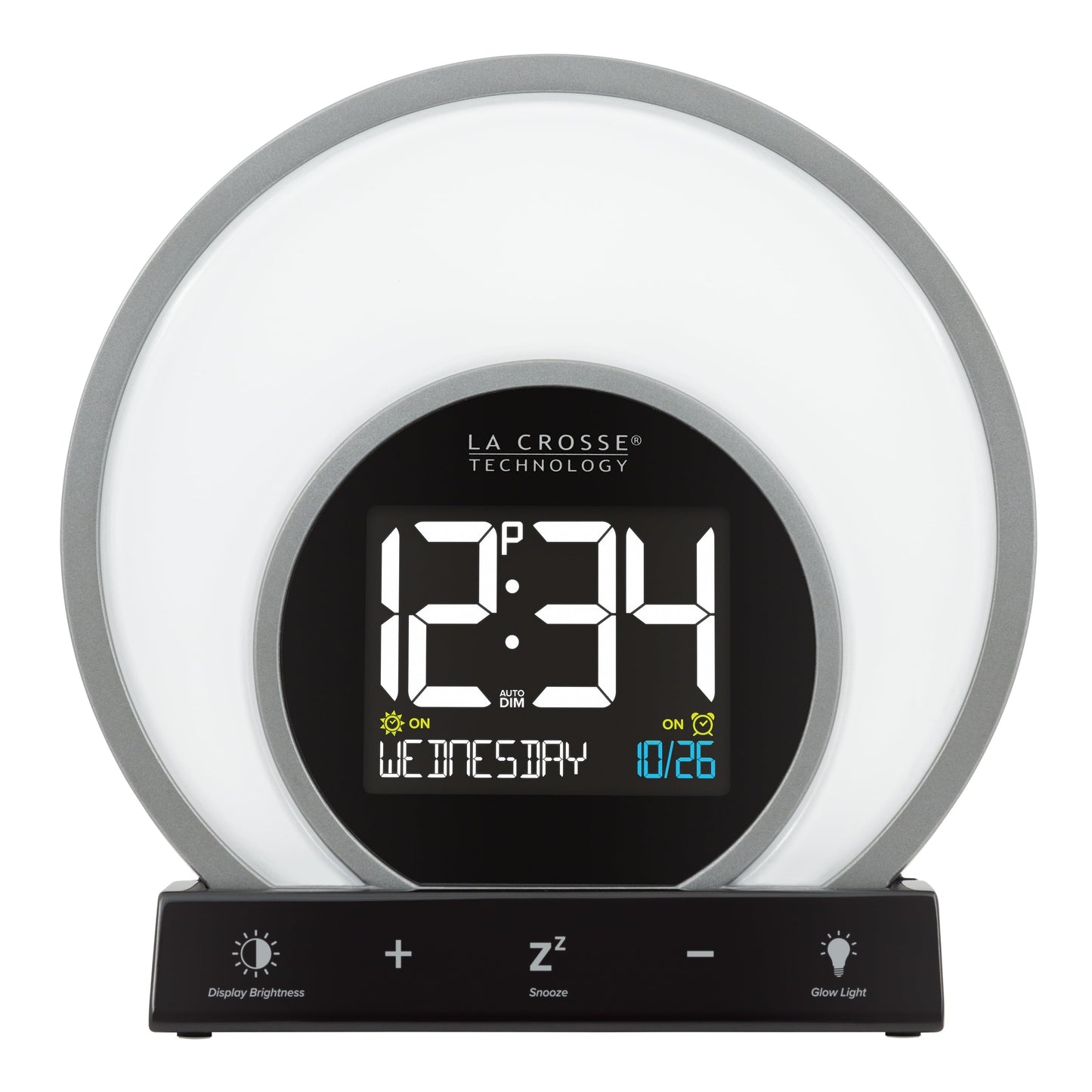 Sunrise Black LCD Alarm Clock with Temp. and USB Port