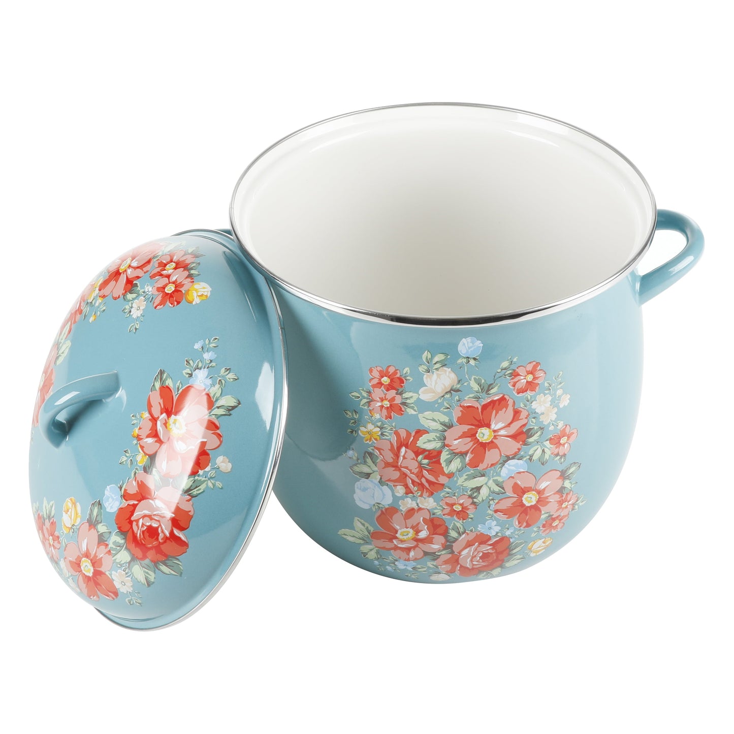 Breezy Blossom Enamel-on-Steel 12-Quart Stock Pot