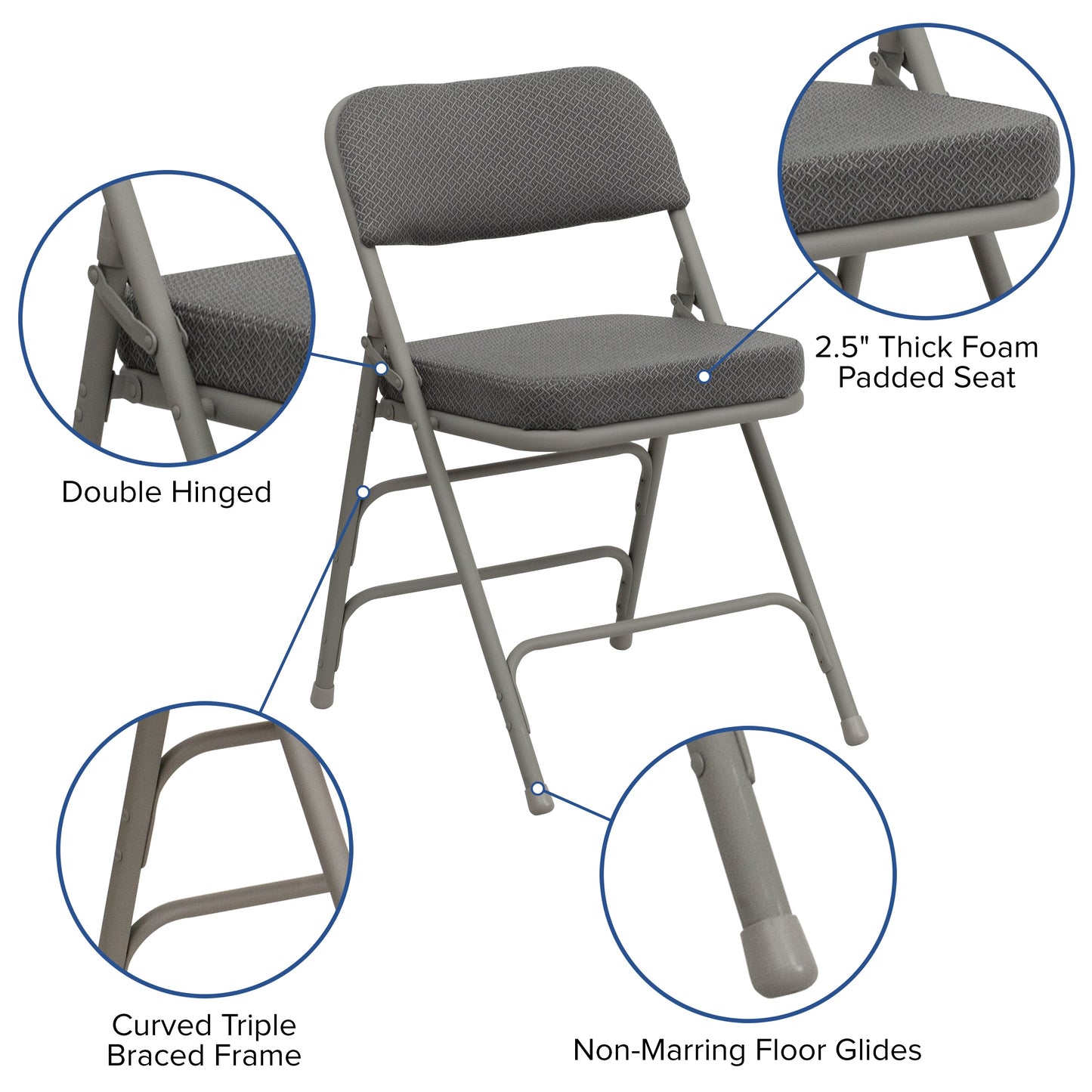 Premium Curved Triple Braced & Double Hinged Folding Chair