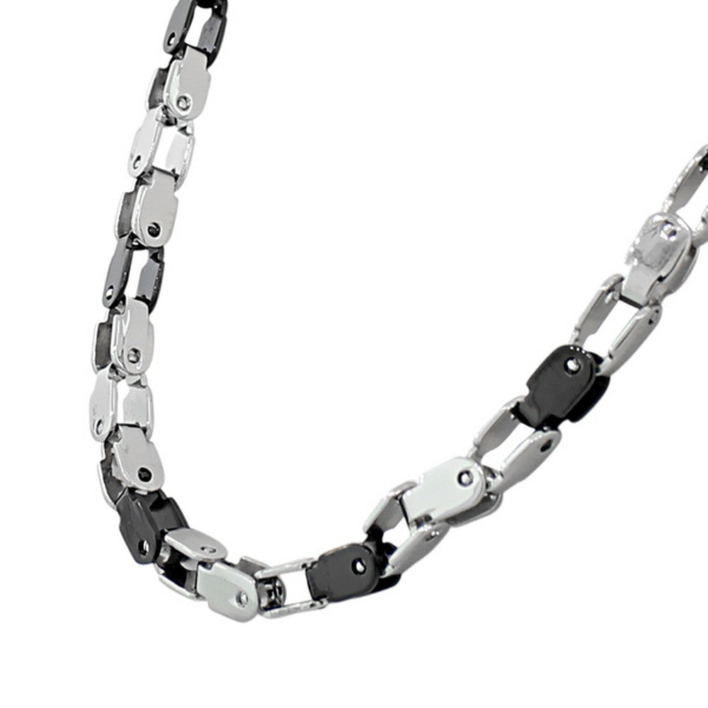 Stainless Steel Mens Link Chain Necklace & Bracelet Set