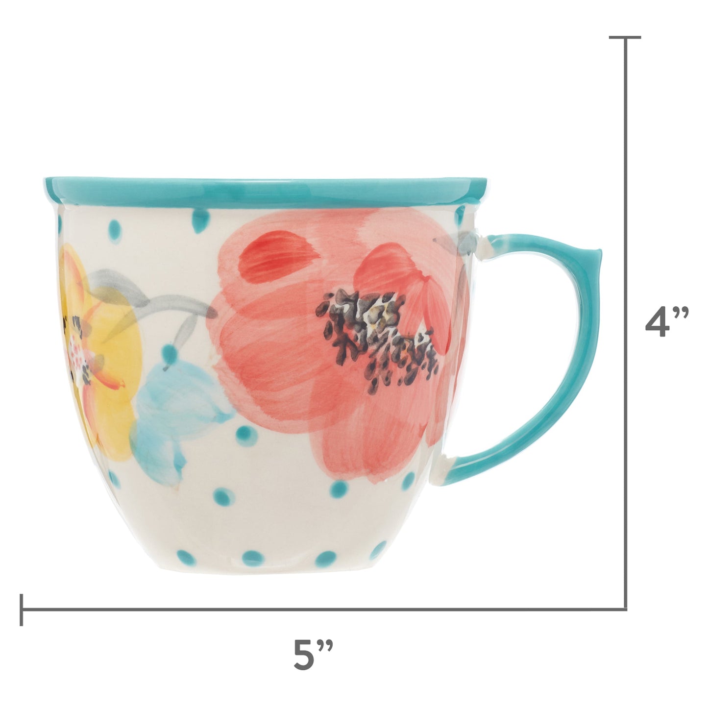 Vintage Bloom 4-Piece 16-Ounce Coffee Cup Set