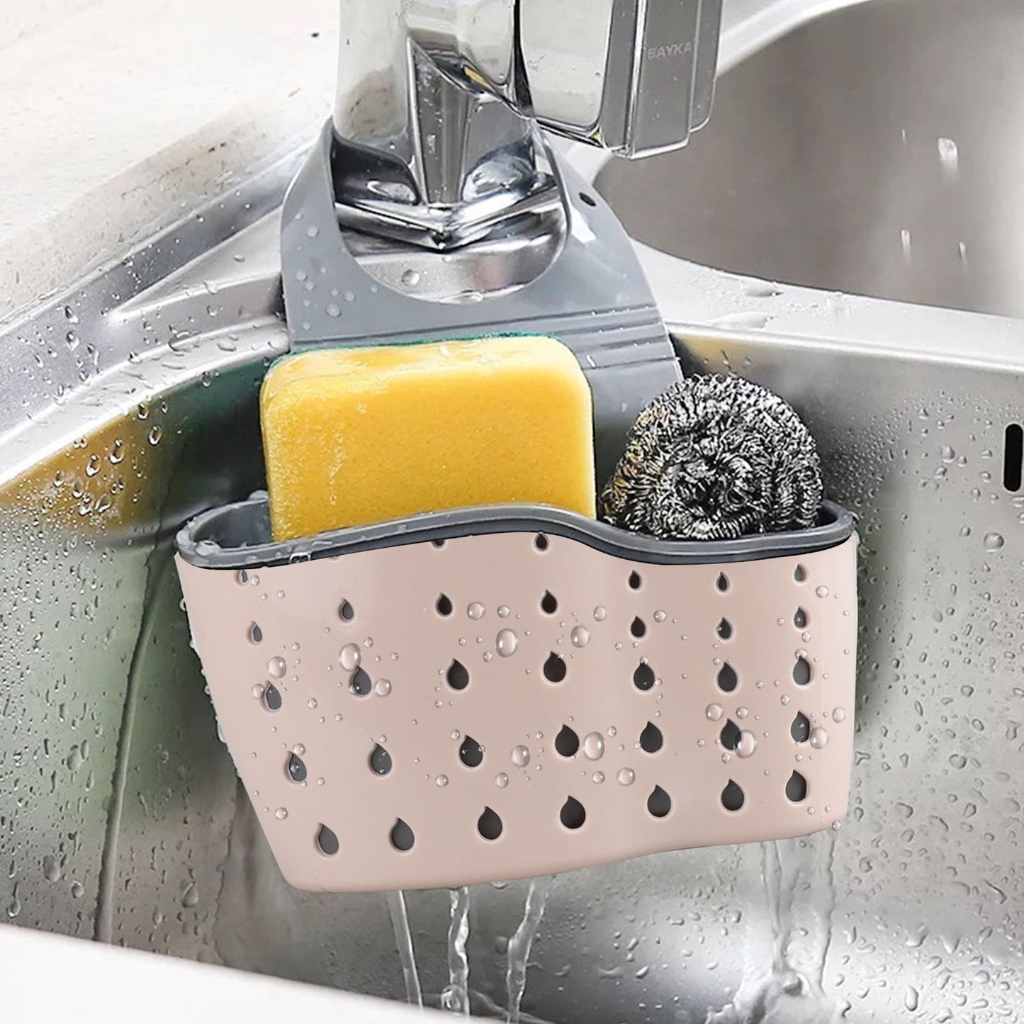 Adjustable Rubber Sink Caddy Kitchen Hanging Sponge Holder