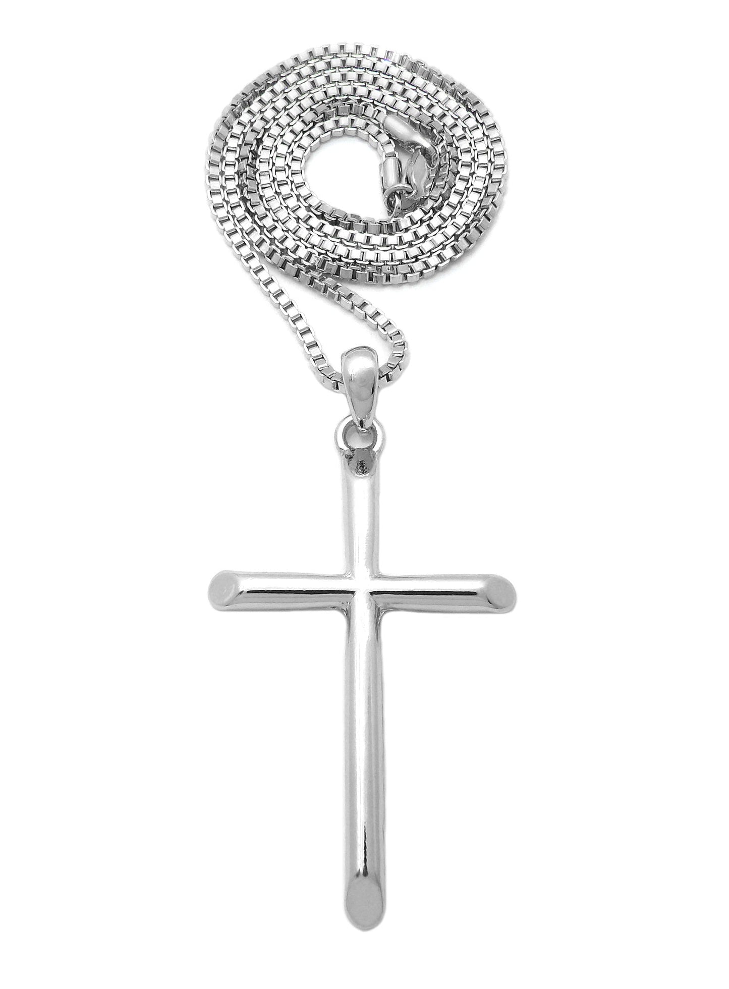 Cross Pendant w/ Box Chain Fashion Necklace for Men & Women