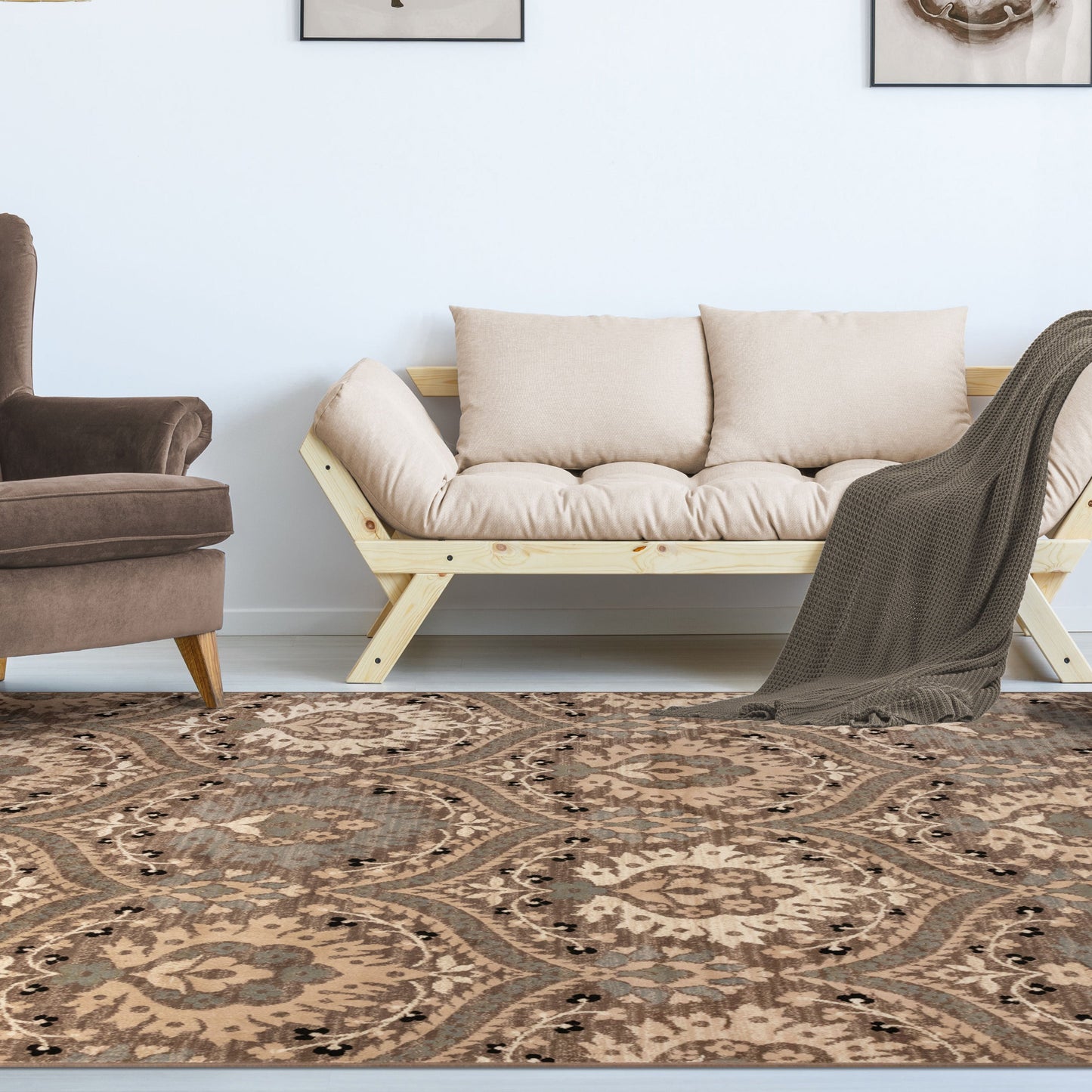 Augusta Floral Indoor Area Rug, Light Blue, 4' x 6'