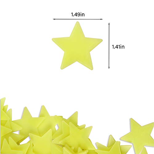 100 Pcs Glow in The Dark Luminous Stars Fluorescent Noctilucent Plastic Wall Stickers