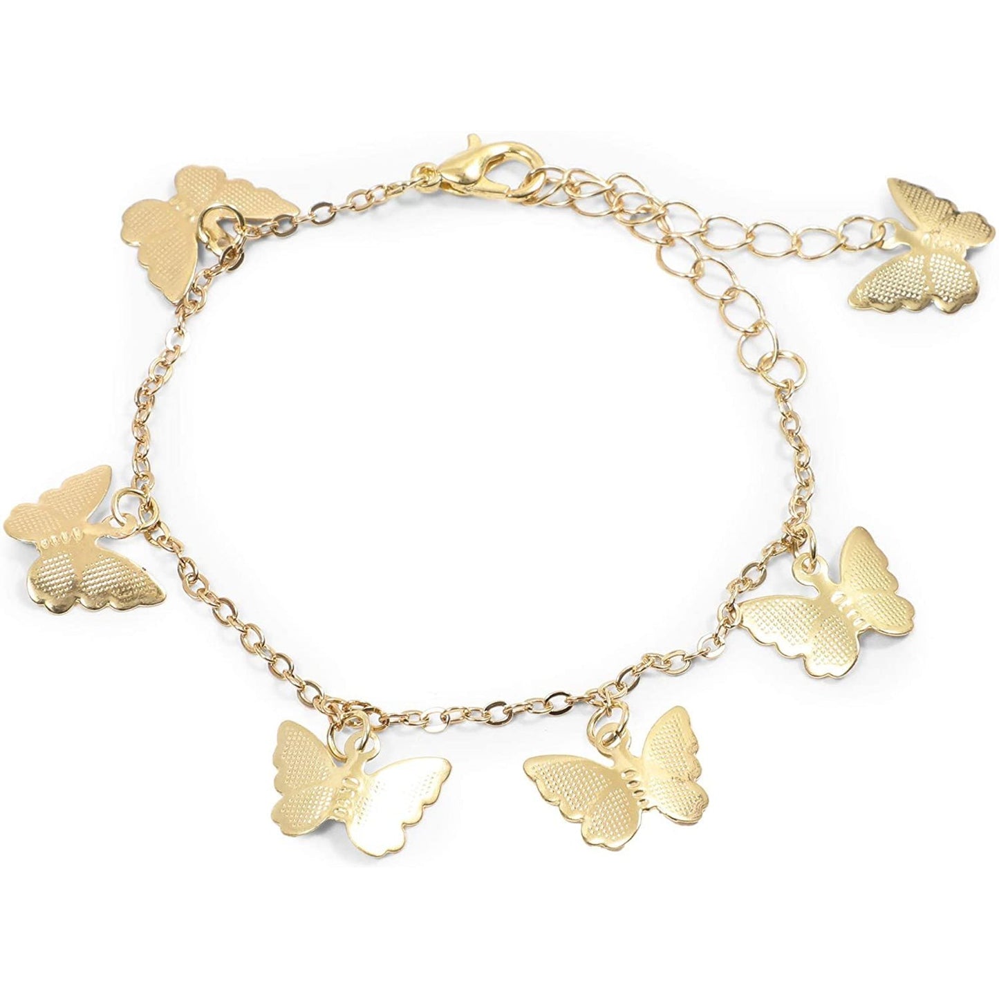 Gold Butterfly Pendant Necklace & Bracelet for Women