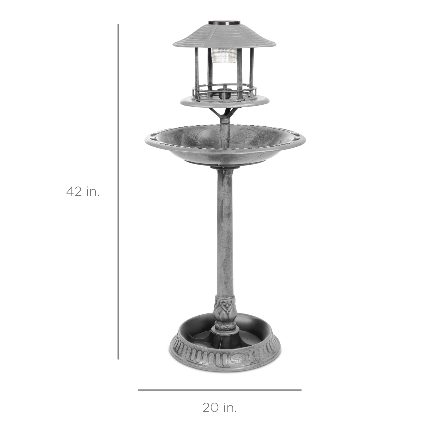 Solar Bird Bath Pedestal Fountain w/ Fillable Planter Base