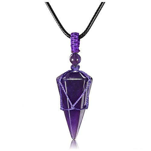 Healing Crystal GemStone Pointed Pendant Necklaces for Men/Women