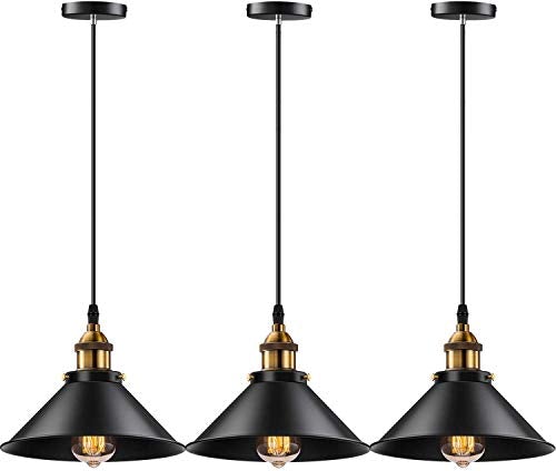 Vintage Industrial Pendant Light E26 E27 Base Fixture- 3 Pack