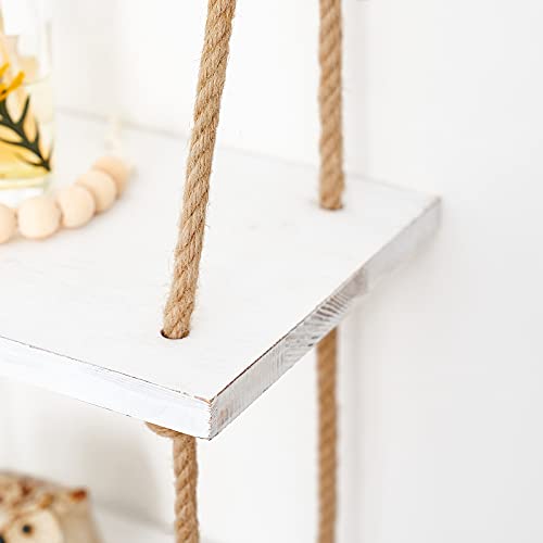 Wall Hanging Wood Shelves Boho Decoration 3 Tier Rustic Storage