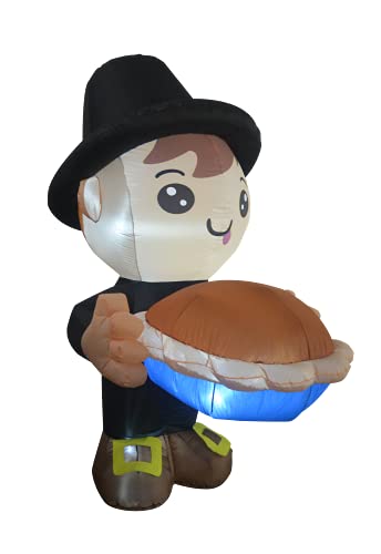 6 FT Height Thanksgiving Inflatables Boy Holding a Pumpkin Pie