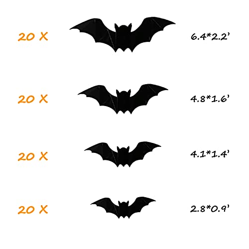 128pcs 3D Bats Stickers Halloween Decoration