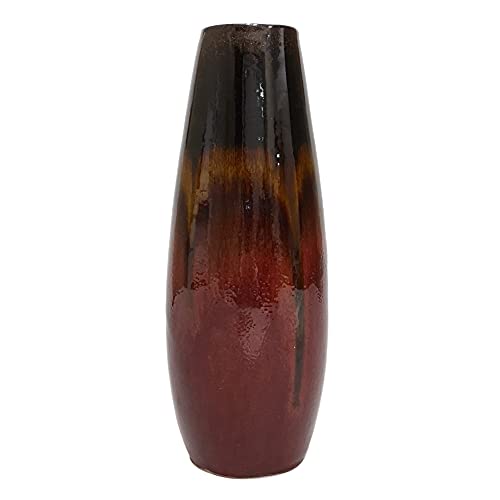 12.25 Inch High Ceramic Red Floor Vase