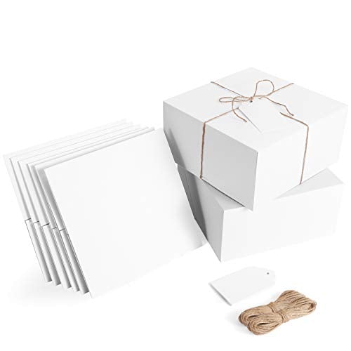 Gift Boxes 8x8x4 12 Pack Kraft Paper w/ 12pcs Twine &d Gift Tags for Christmas
