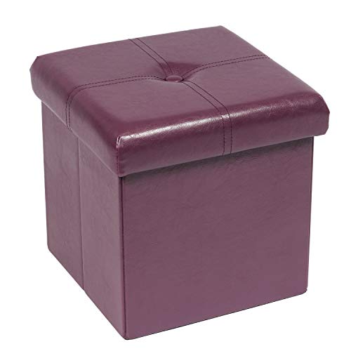 Folding Storage Ottoman, Faux Leather Footrest 11.8"x11.8"x11.8"