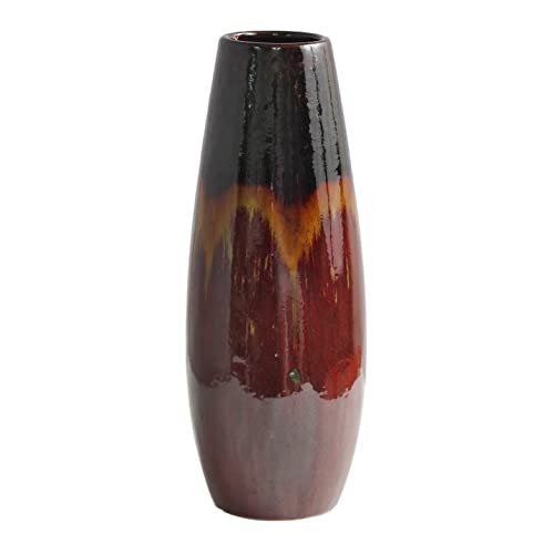 12.25 Inch High Ceramic Red Floor Vase