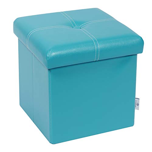 Folding Storage Ottoman, Faux Leather Footrest 11.8"x11.8"x11.8"