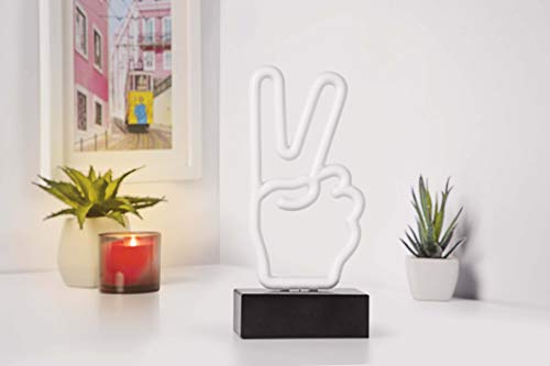 9" inch LED Neon White Peace Hand Night Light