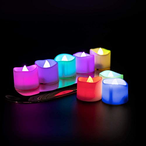 Set of 24 Long-Lasting Battery Operated LED Flameless Tea Light 7-Color Changing Tea Lights with Batteries,