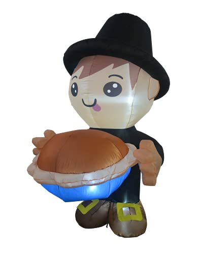 6 FT Height Thanksgiving Inflatables Boy Holding a Pumpkin Pie