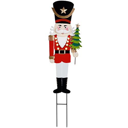 LED Lights Christmas Nutcracker/Gnome Yard Stake Decoration