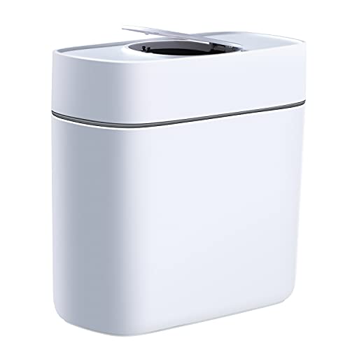 Trash Can w/ Press Type Lid | 14L Slim Plastic Narrow  Garbage Can