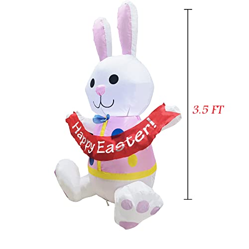 Easter Inflatables Bunny, 3.5FT w/ Built-in LED Lights