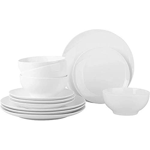 Set for 4 Dinnerware 12 pcs Set Dish –Durable Porcelain White
