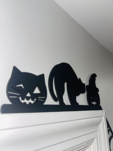 Black Cat Pumpkin & Spiderweb Door Corner Decoration