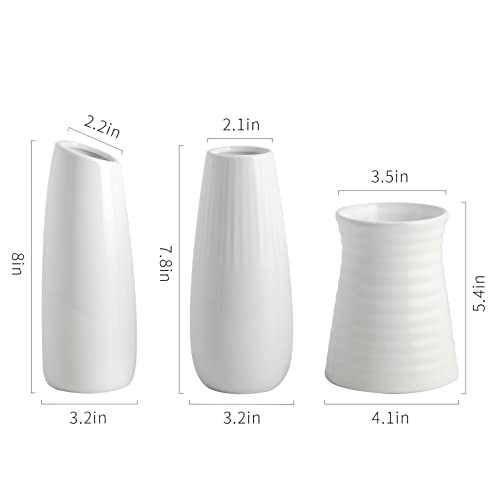 White Ceramic Vase Set of 3 Home Decorations