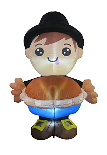 6 FT Height Thanksgiving Inflatables Boy Holding a Pumpkin Pie