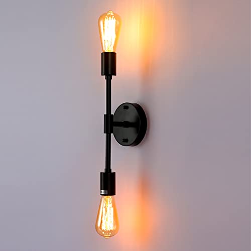 2 Lights Modern Matte Black Wall Sconce