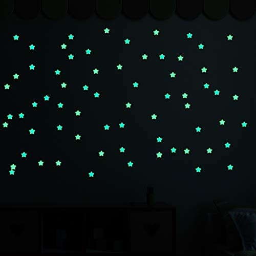 100 Pcs Glow in The Dark Luminous Stars Fluorescent Noctilucent Plastic Wall Stickers